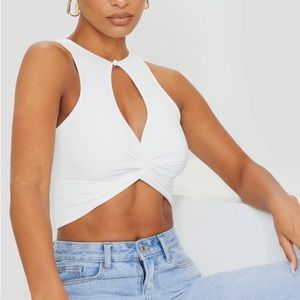 Crop top boutique key hole soraya top size M white